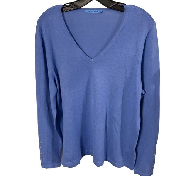 J. McLaughlin Marnie Women’s Sweater Blue V-Neck Long Sleeves Sz XL - Picture 1 of 13